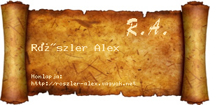 Röszler Alex névjegykártya